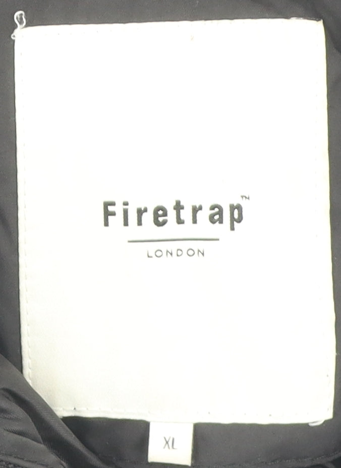 Firetrap Men's Black XL Puffer Jacket with Hood
