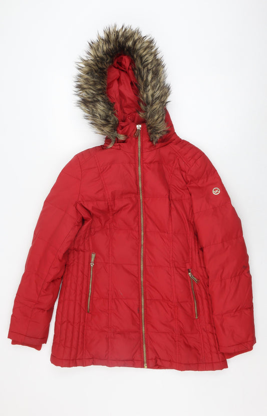 Michael Kors Women's Red Puffer Jacket, Size S, Winter