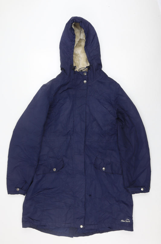 Peter Storm Women's Blue Hooded Parka Jacket Size 14