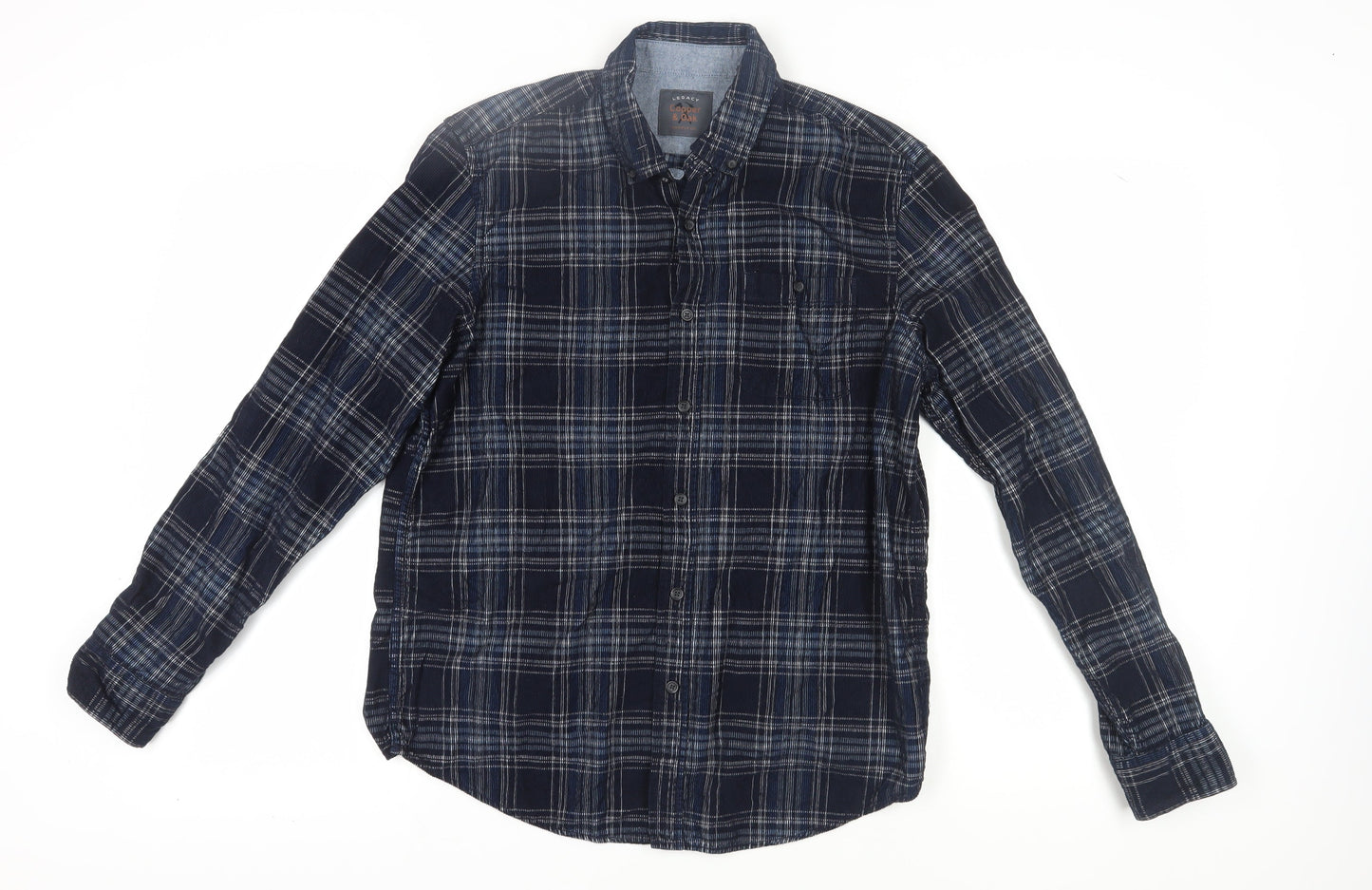 Copper & Oak Men's Blue Plaid Button-Up Shirt M