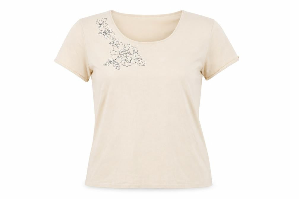 Rena Rowan Beige Women's L Silk Blend T-Shirt