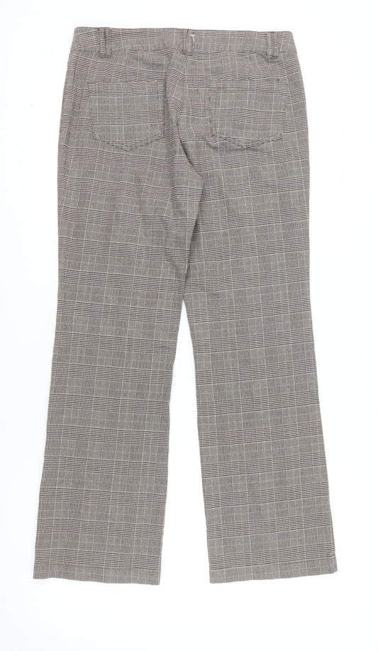 Denver Hayes Women's Grey Check Straight Trousers Size 14