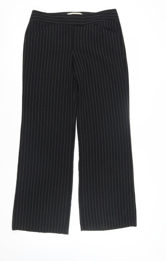 Studio M Women's Black Striped Wide-Leg Trousers Size 10