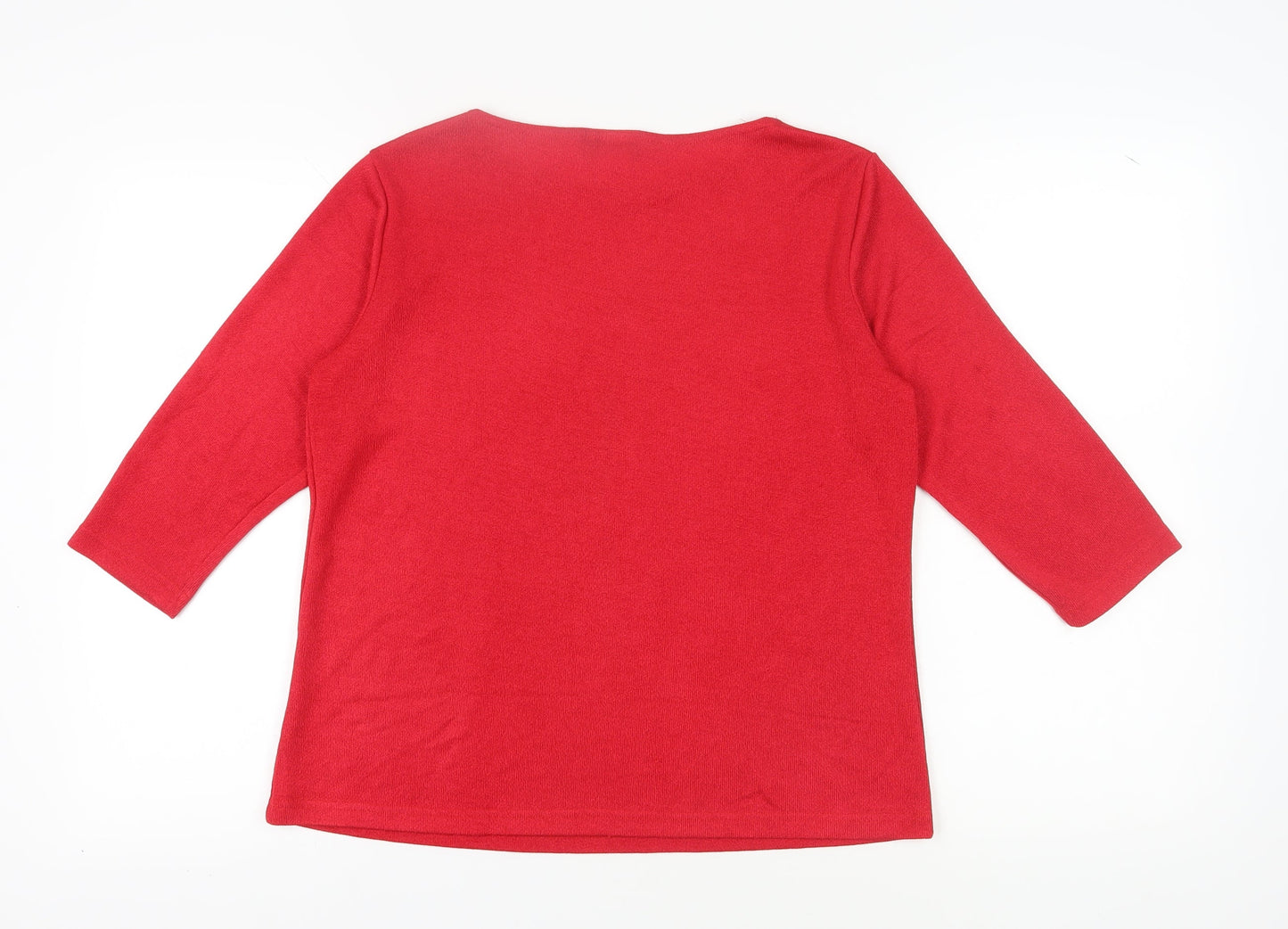 Notations Women's Red Blouse, Medium, 3/4 Sleeve, Round Neck
