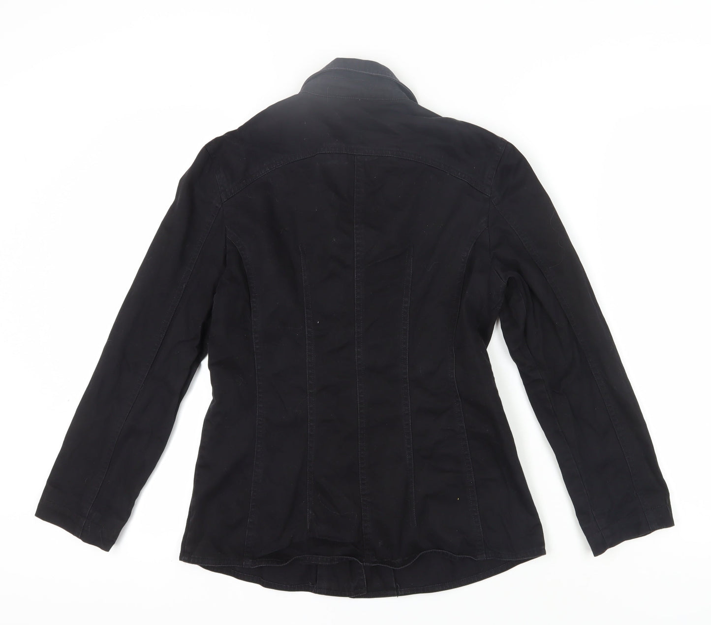 Jeanology Women's Black Collared Button-Up Shirt 8