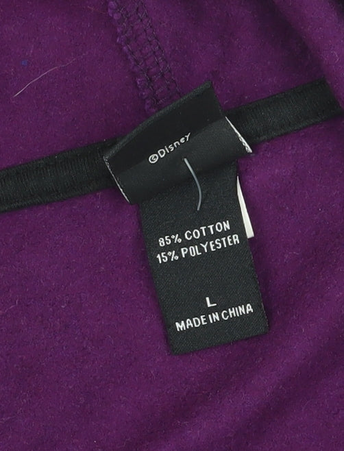 Disney Women's Purple Henley Hoodie - Size L