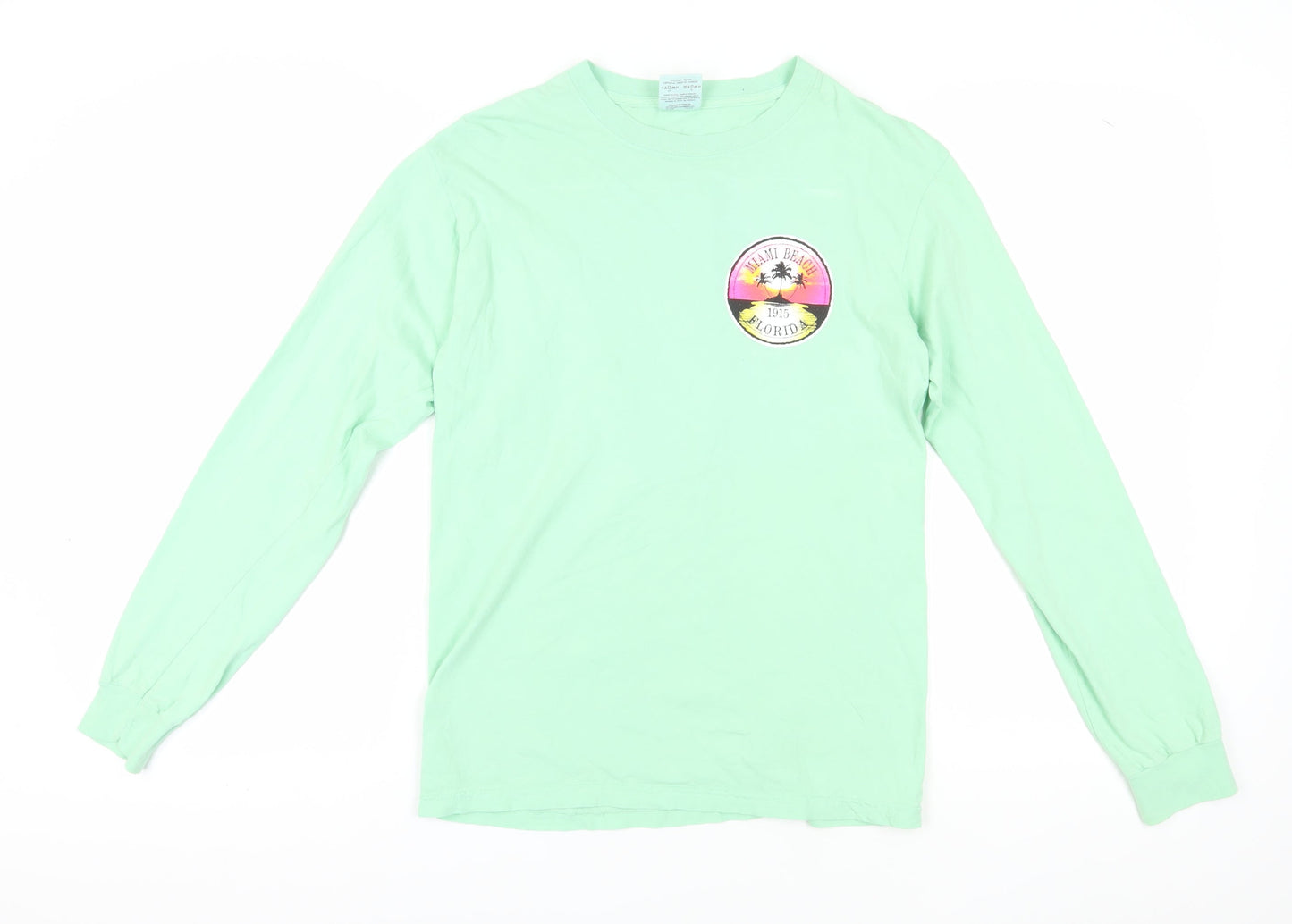 Comfort Colors Men's Green Long Sleeve Beach T-Shirt - Small