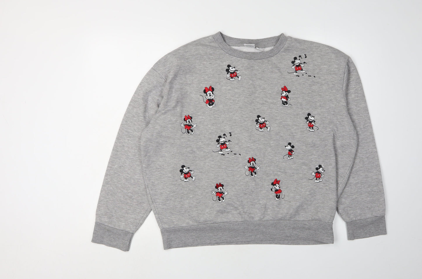 Disney Women's Grey Mickey & Minnie Sweatshirt M