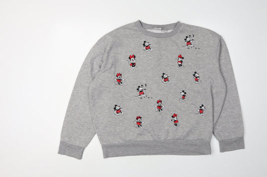 Disney Women's Grey Mickey & Minnie Sweatshirt M