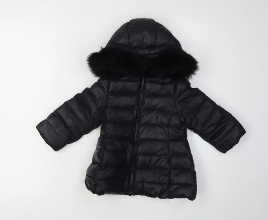 Benetton Girls Black Puffer Jacket 1-2 Years