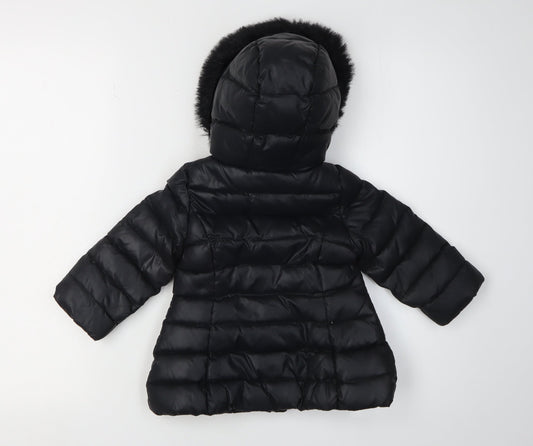 Benetton Girls Black Puffer Jacket 1-2 Years