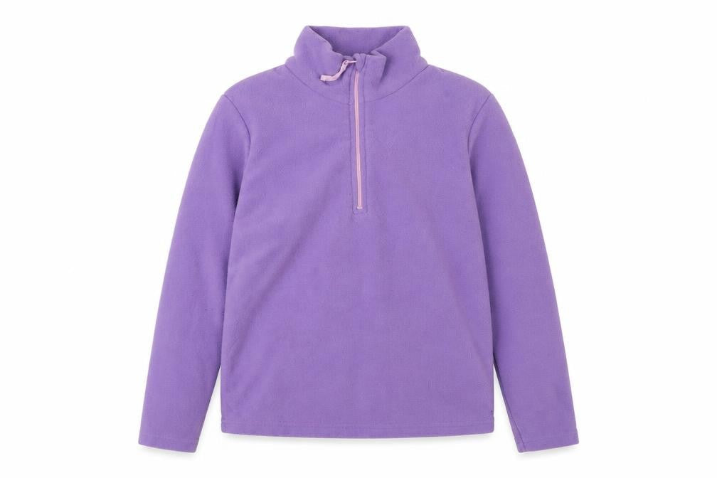 Front view of Mountain Warehouse Purple girls’' fleece 1/2 zip sweatshirt 11-12