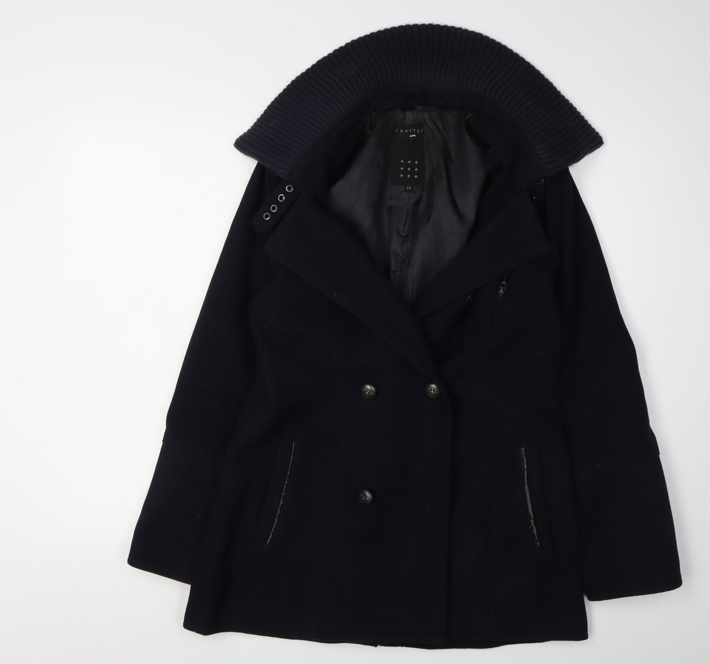 Crafted Women's Black Pea Coat Size 10 Classic Style