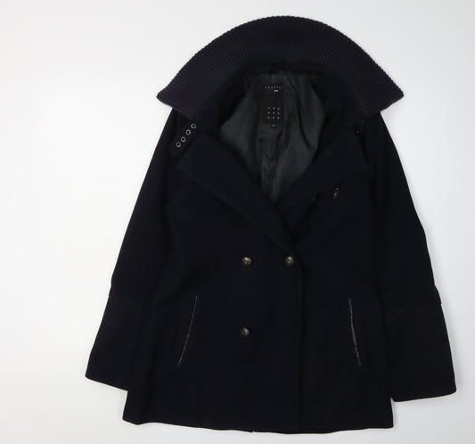 Crafted Women's Black Pea Coat Size 10 Classic Style