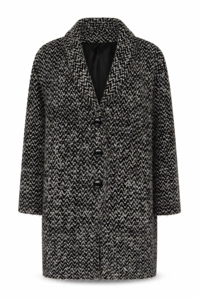 Phase Eight Women's Black Geometric Button Coat Size 16
