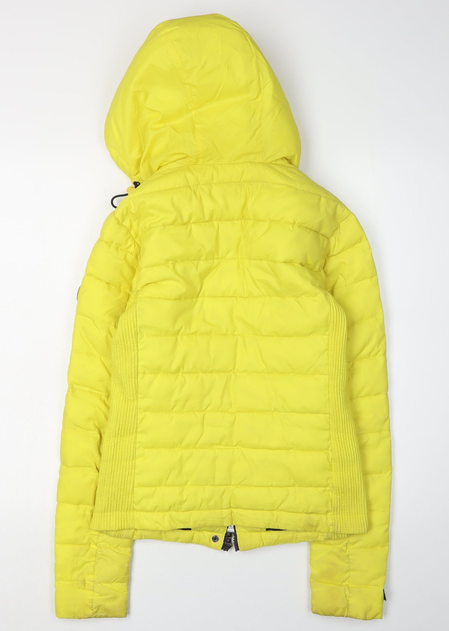 Superdry Women's Yellow XS Puffer Jacket, Hooded, Casual