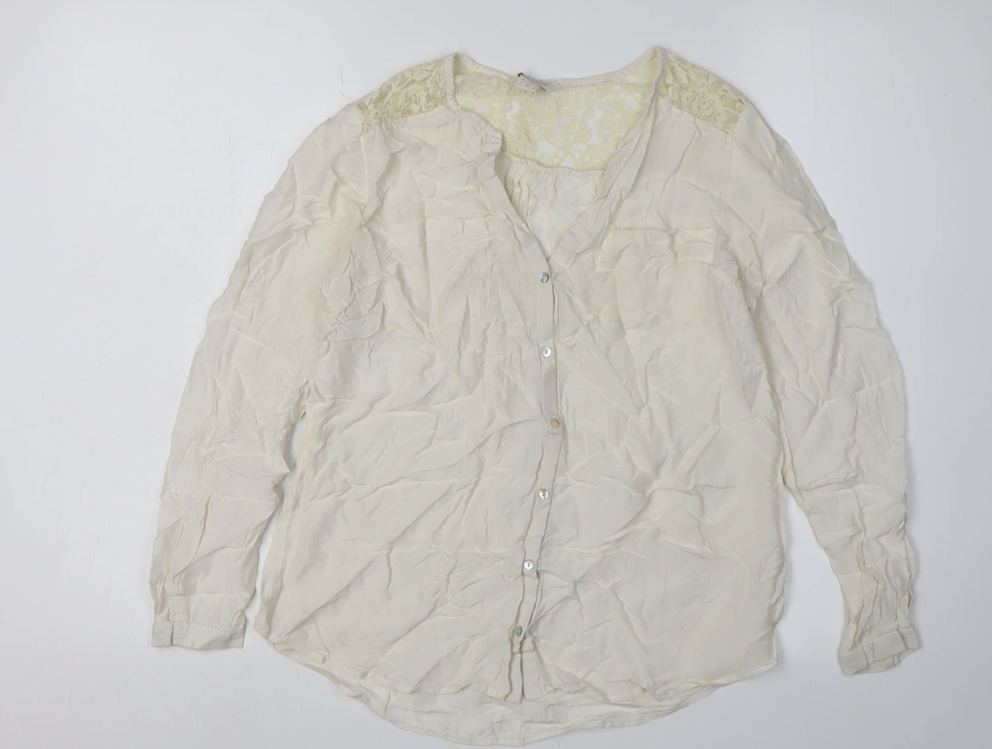 Monsoon Women's Ivory Lace V-Neck Blouse Size 8 Casual
