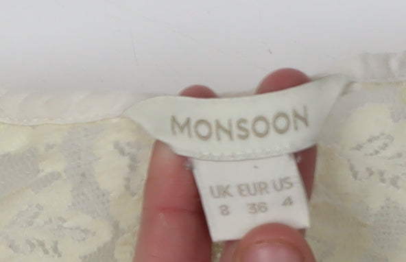 Monsoon Women's Ivory Lace V-Neck Blouse Size 8 Casual