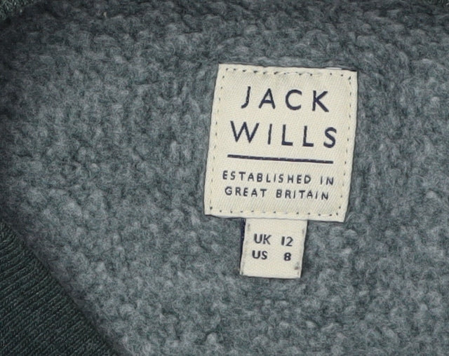 Jack Wills Women's Green V-Neck Pullover Sweatshirt