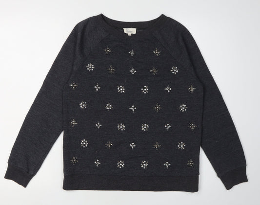 Linea Women's Black Embroidered Pullover Sweatshirt Size 10