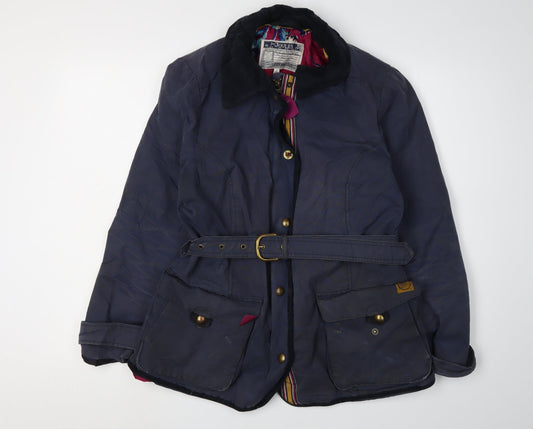 Joules Women's Blue Belted Jacket Size 12 Casual