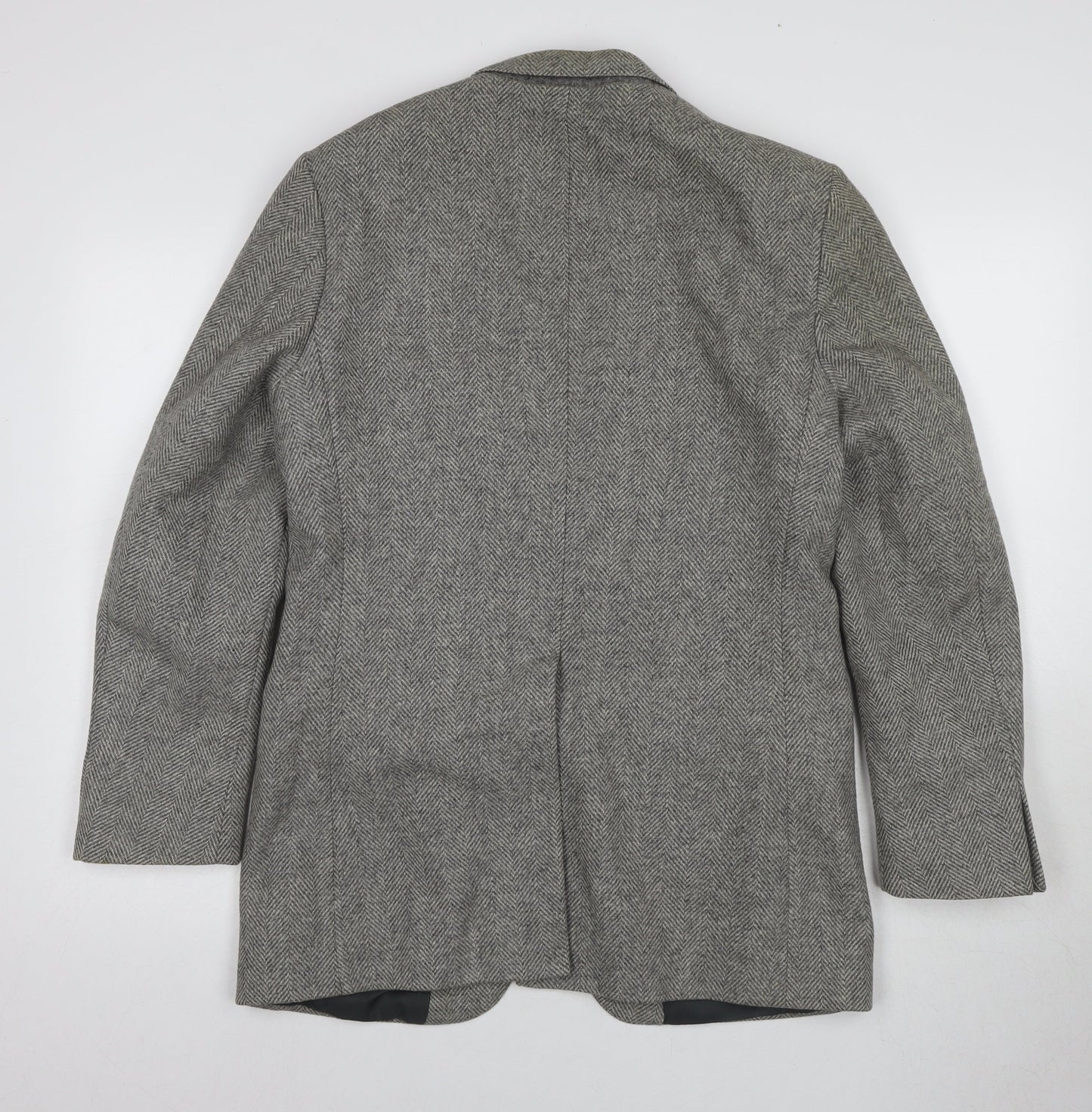 St Michael Men's Grey Wool Blazer, Size 38R, Herringbone