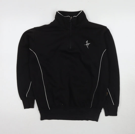 Falcon Boys Black Pullover Sweatshirt, Size M, 1/2 Zip Style