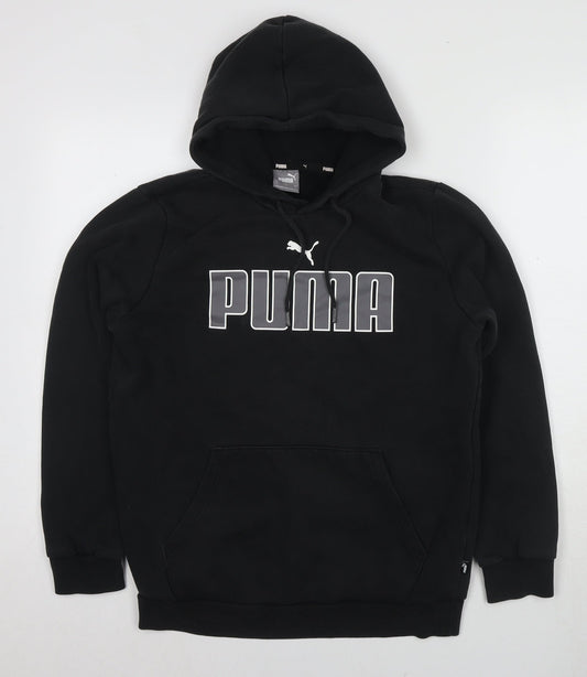 Puma Men's Black Pullover Hoodie, Size S, Logo Accent