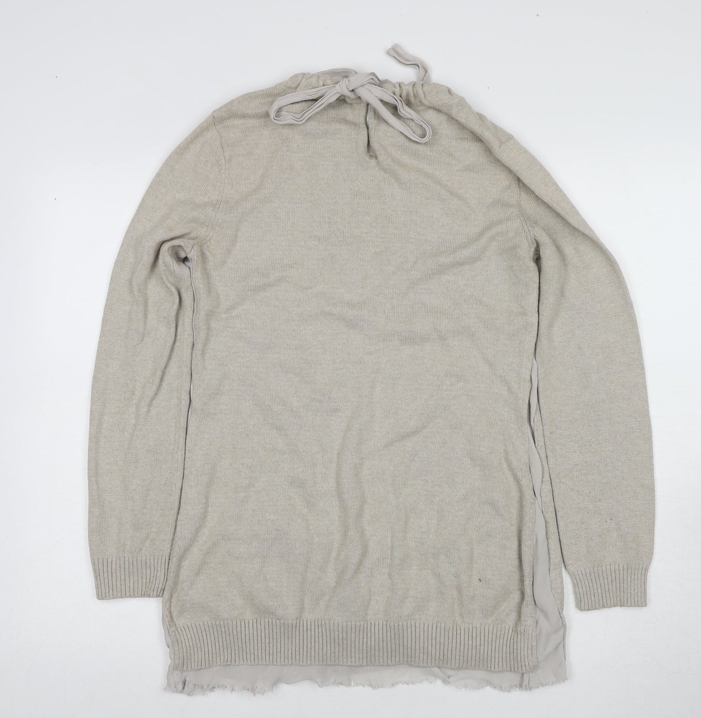 Oui Women's Beige Pullover Jumper, Size 14, Knit, Long Sleeve