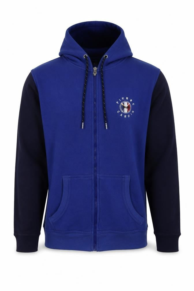Mens UK L Regular Pierre Cardin Blue Full Zip Hoodie