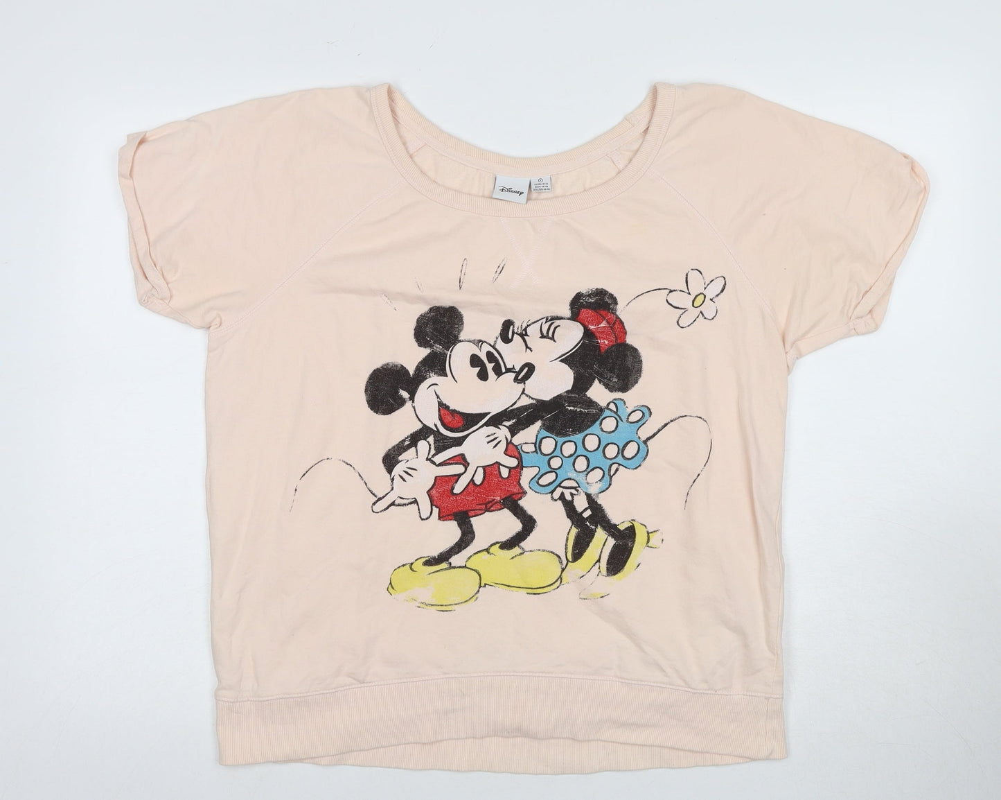 Disney Women Pink T-Shirt UK 18 Short Sleeve