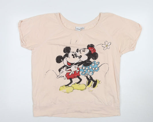 Disney Women Pink T-Shirt UK 18 Short Sleeve