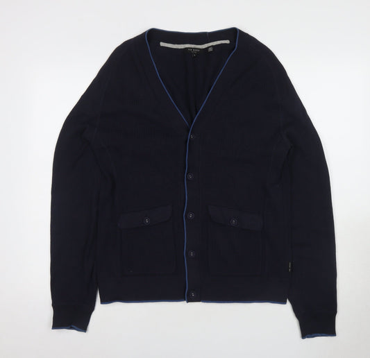 Ted Baker Men's Black Cardigan M V-Neck Cotton