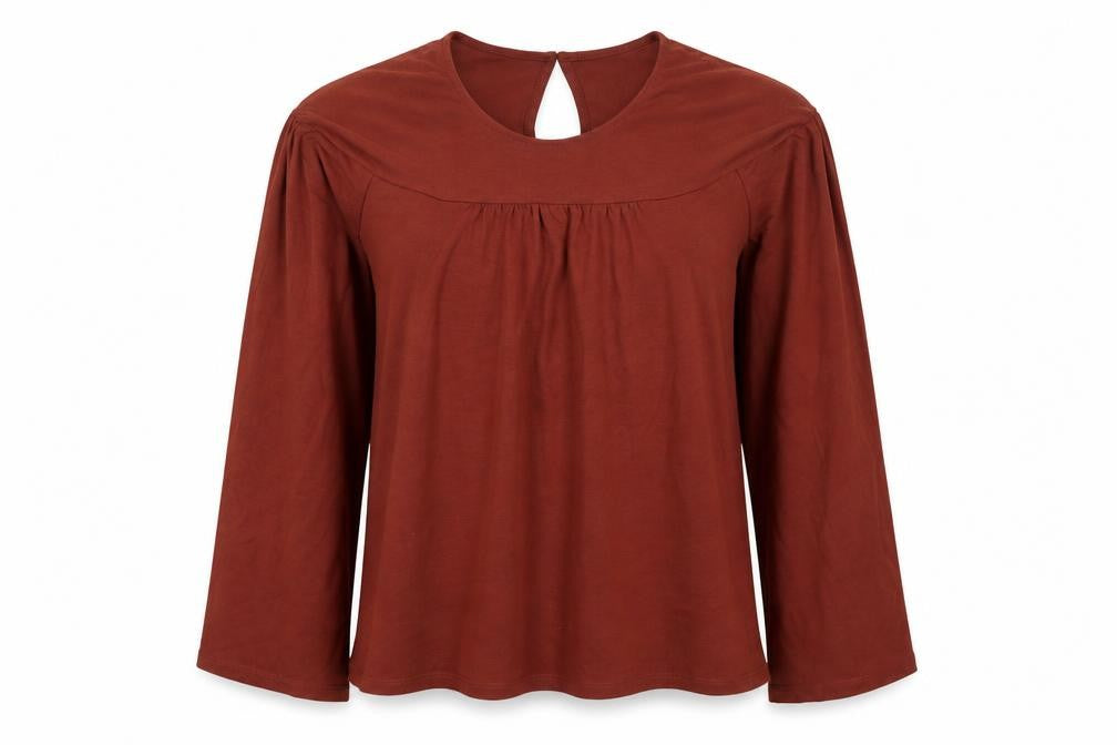 Womens UK Size S VERO MODA Brown Cotton Blouse
