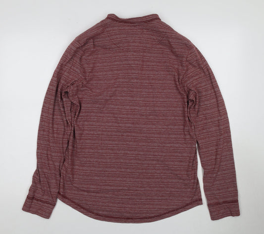 Hollister Men's Red Henley T-Shirt, Medium