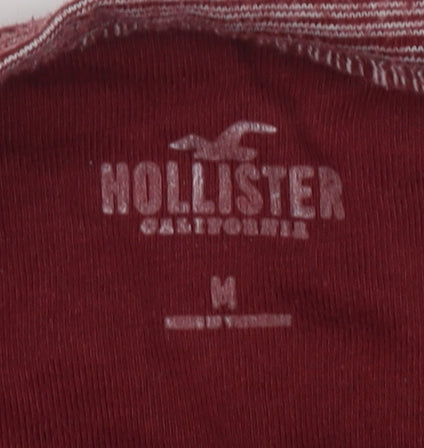 Hollister Men's Red Henley T-Shirt, Medium
