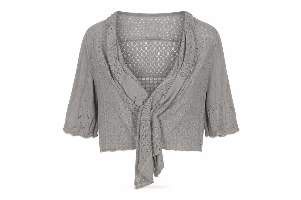 Monsoon Women's Grey Open-Knit Wrap Jumper M
