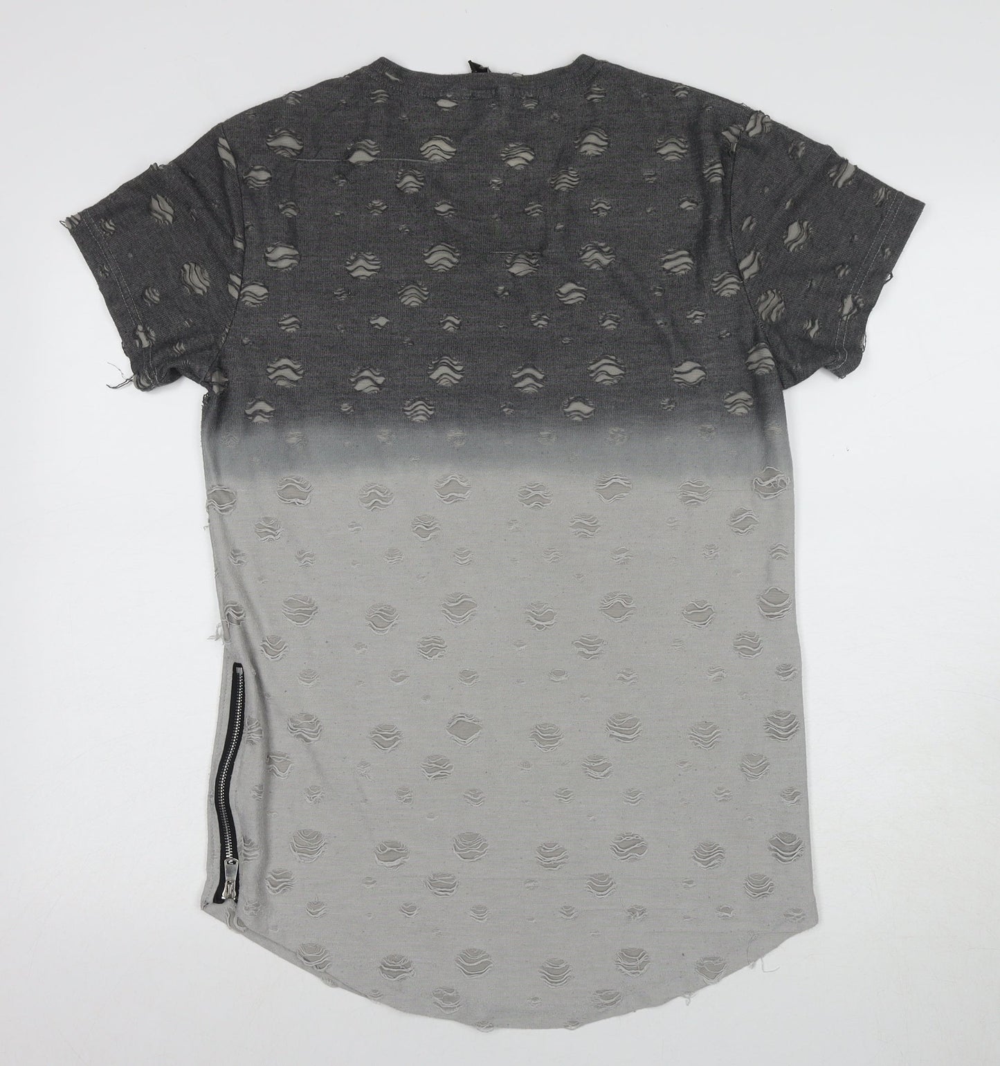 MJ Style Men's Grey Distressed V-Neck Tee M