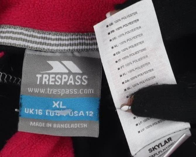 Trespass Unisex Black Fleece Pullover Sweatshirt XL