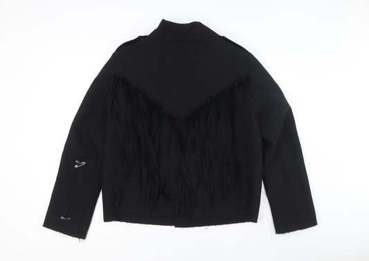 MSGM Women's Black Motorcycle Jacket - Slim Fit, M
