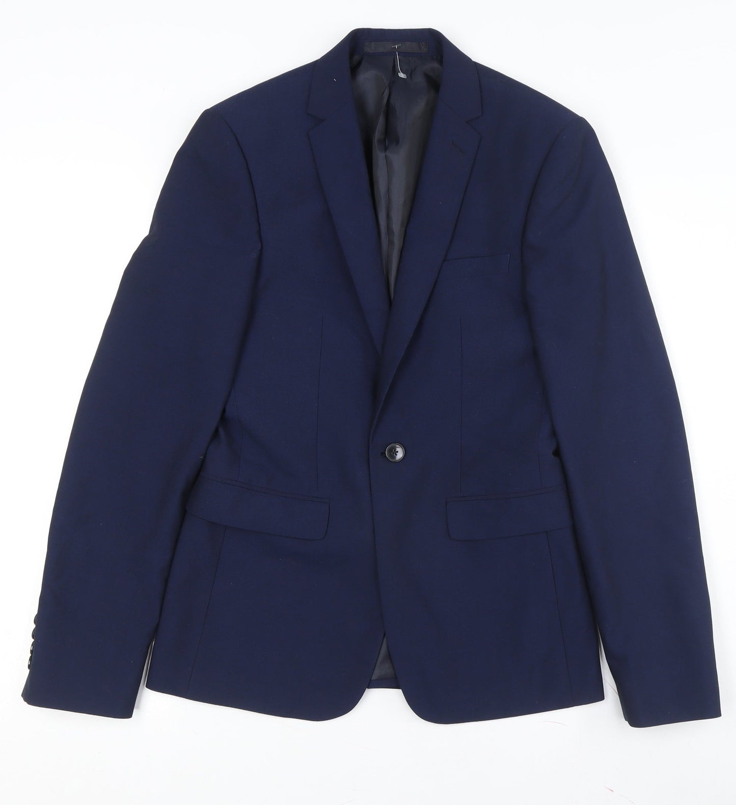 Burton Mens Blue Slim Fit Blazer 34R Wool Blend
