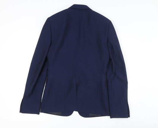 Burton Mens Blue Slim Fit Blazer 34R Wool Blend