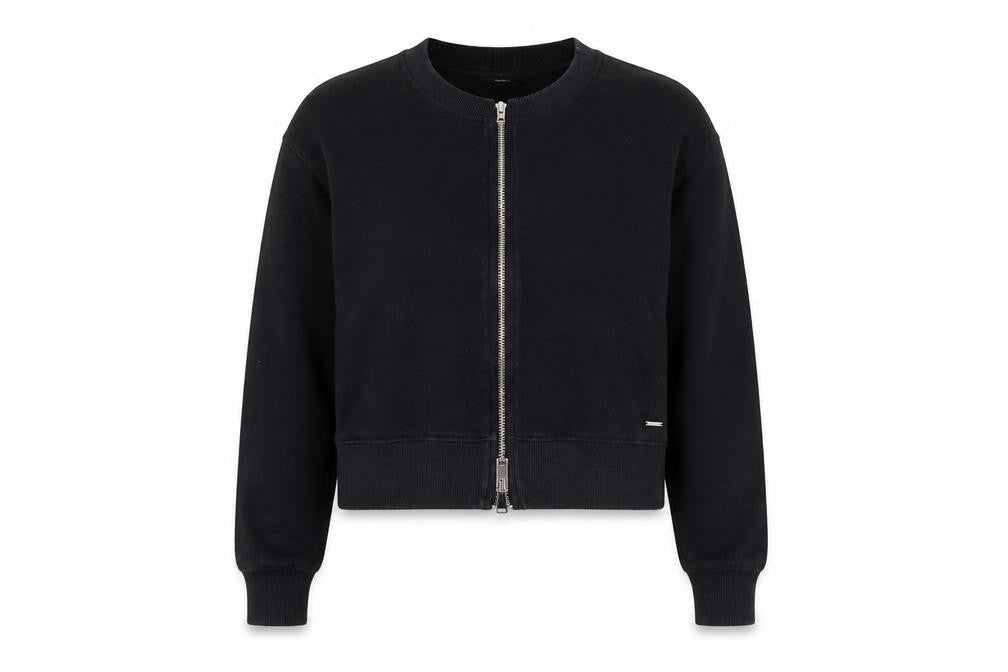 Womens UK S Regular Diesel Black Full Zip Sweatshirt