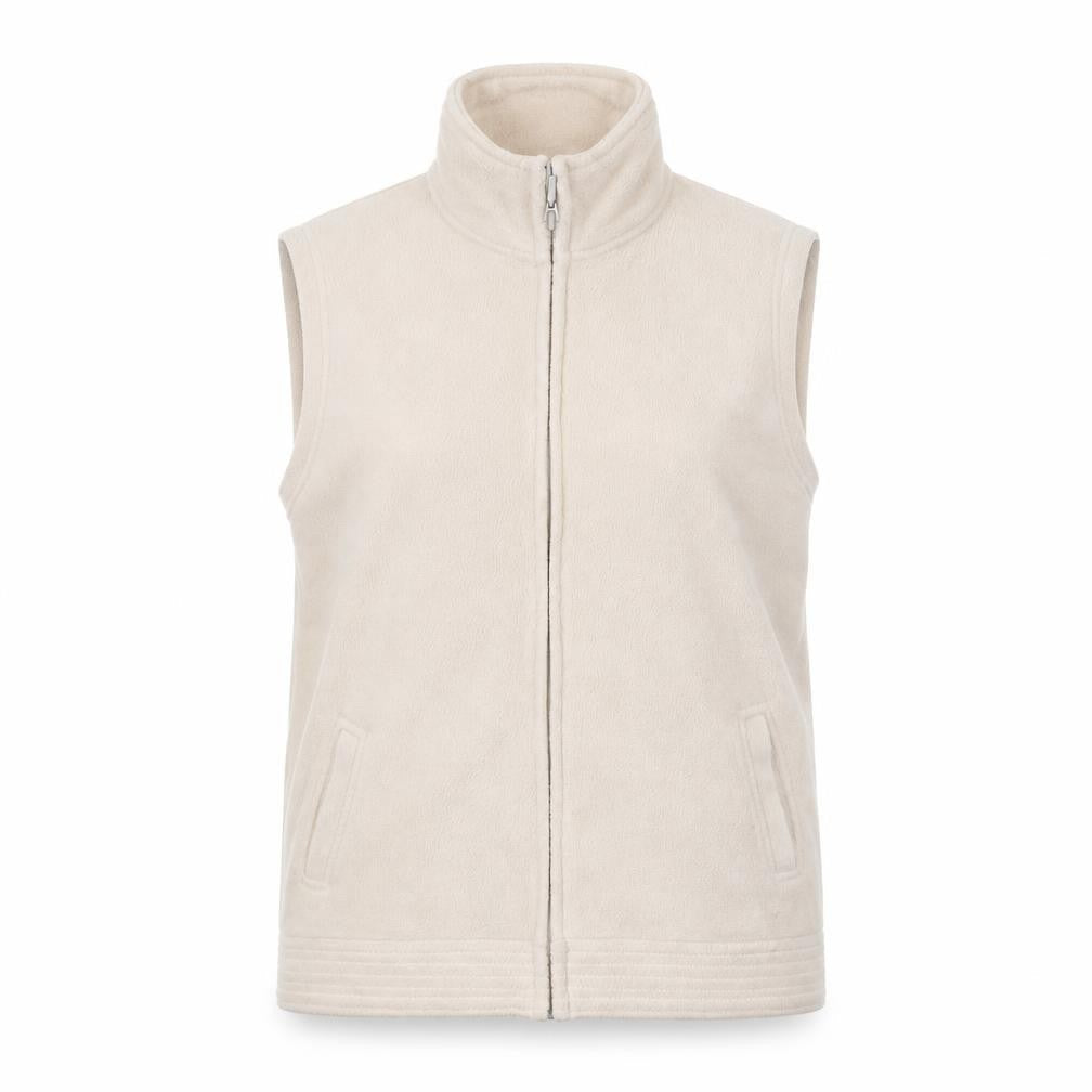 FWM Women's Beige M Waistcoat Full Zip Casual Layer