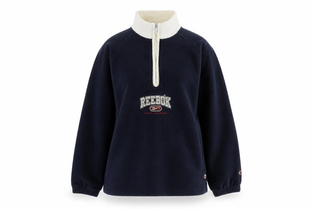 Unisex Adults UK XS Regular Reebok Navy Henley Sweatshirt