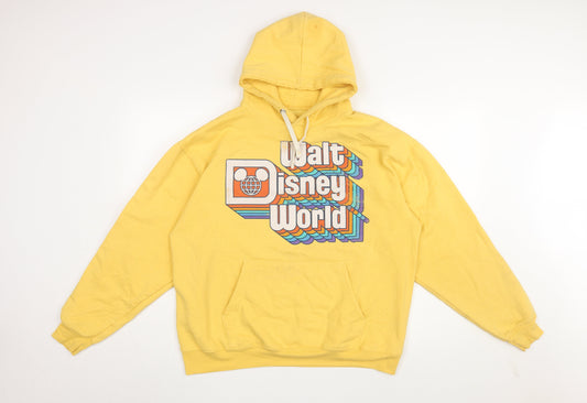 Disney Unisex Yellow Hoodie L Pullover Graphic Print