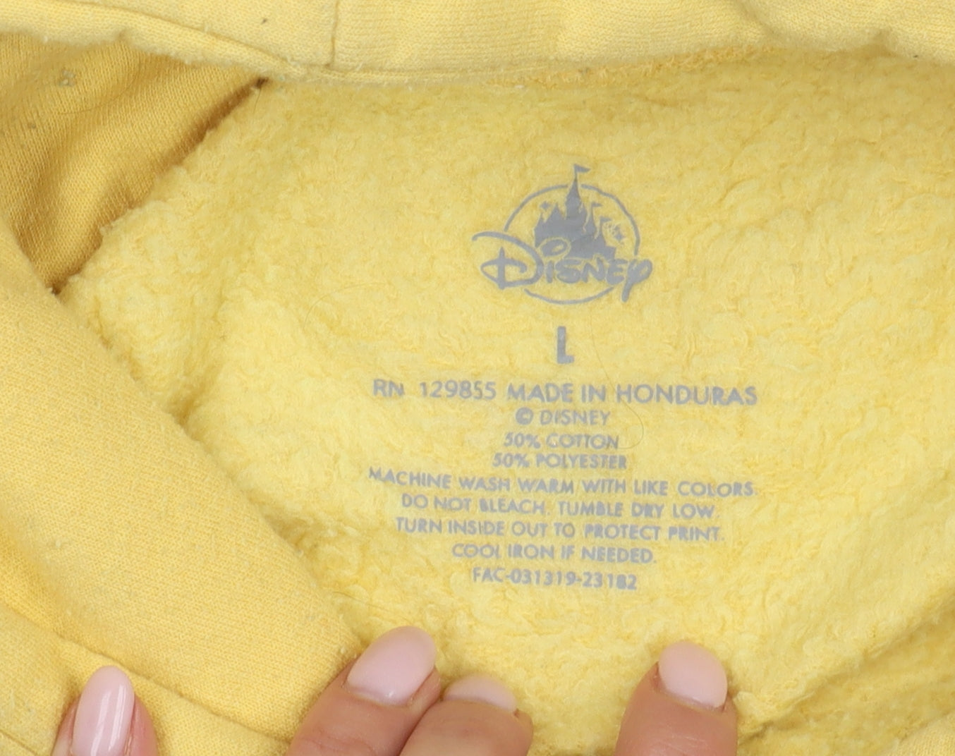 Disney Unisex Yellow Hoodie L Pullover Graphic Print