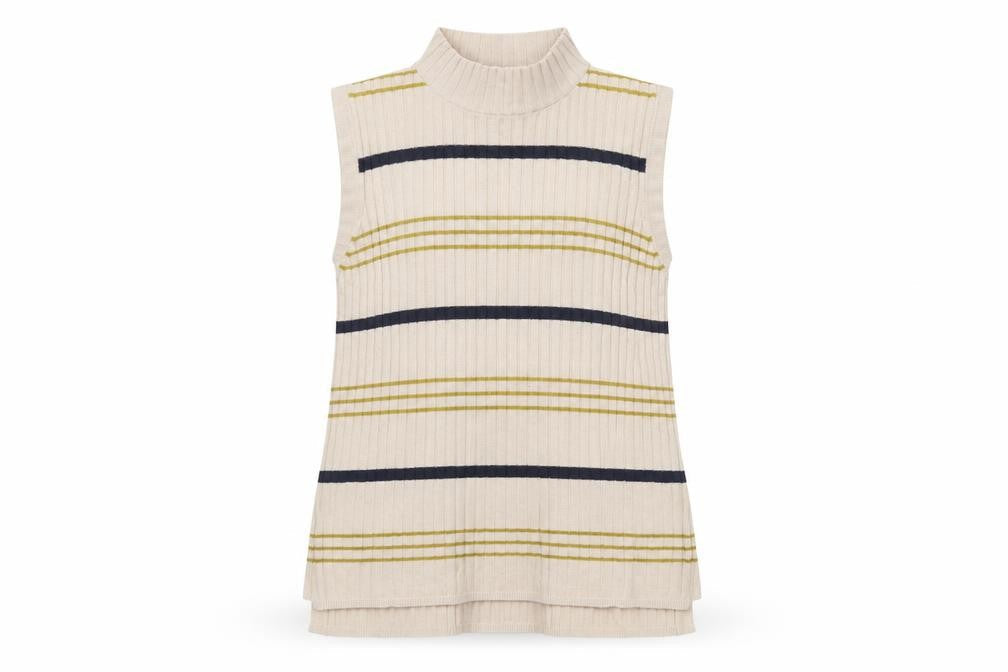 Marks and Spencer Women's Beige Striped Tank, Size 12