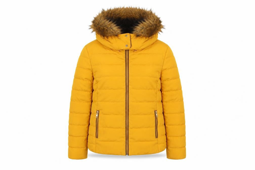 Zara Women's Yellow Puffer Jacket, UK 0, Winter Casual