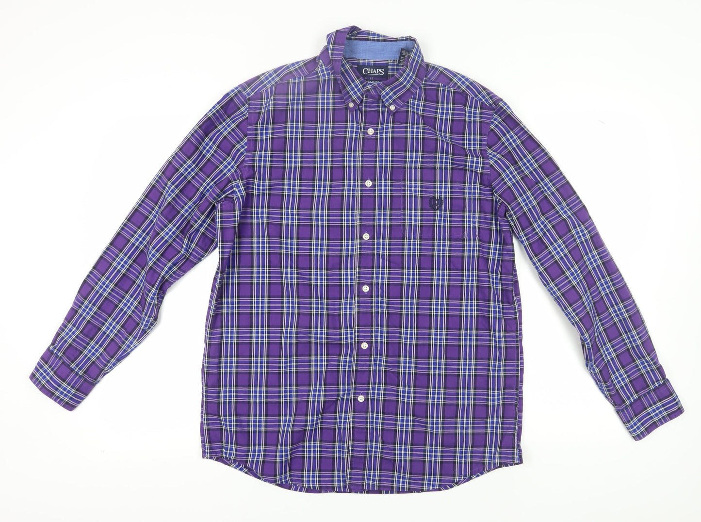 Chaps Men's Purple Plaid Cotton Shirt M